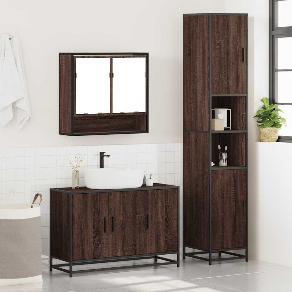 Set de muebles baño 3 pzas madera contrachapada roble