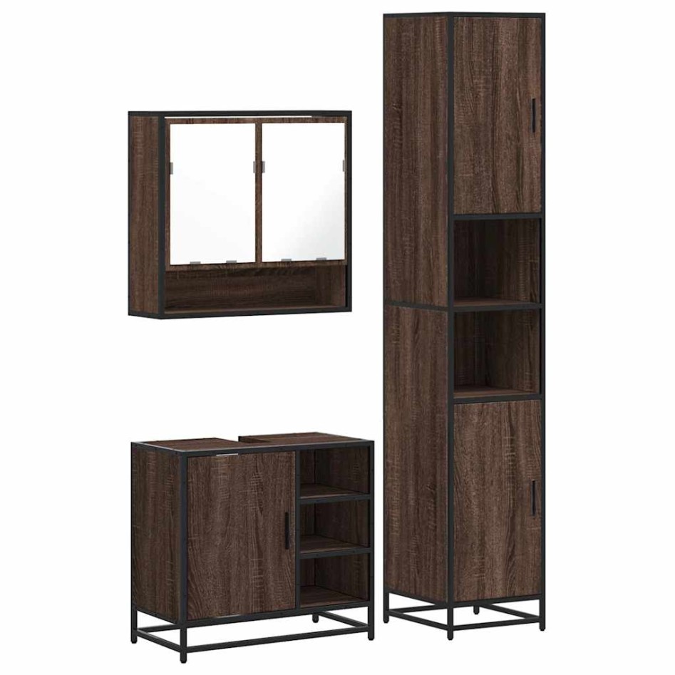 Set de muebles baño 3 pzas madera contrachapada roble