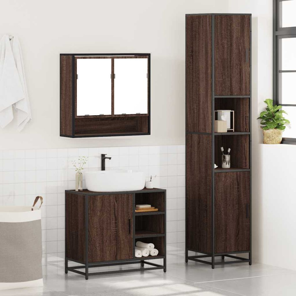 Set de muebles baño 3 pzas madera contrachapada roble