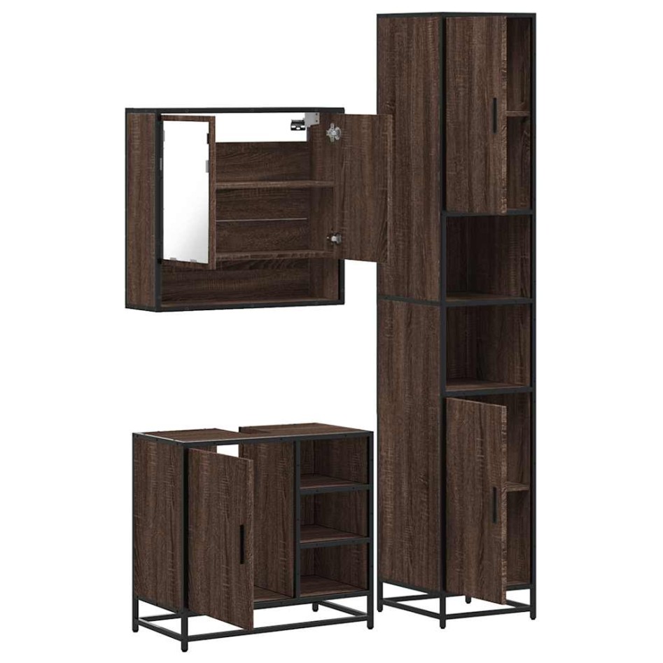 Set de muebles baño 3 pzas madera contrachapada roble