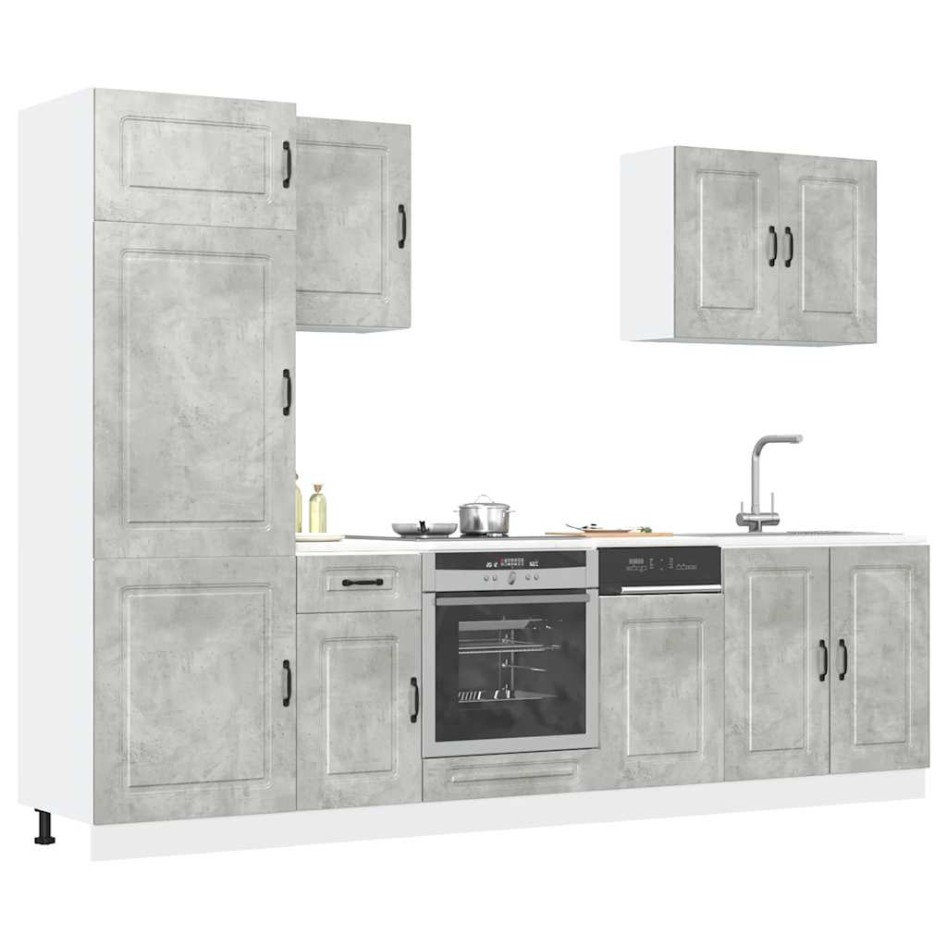 Mueble cocina Kalmar gris hormigón 7 pzas madera