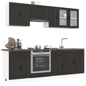 Mueble de cocina Kalmar negra 8 piezas madera
