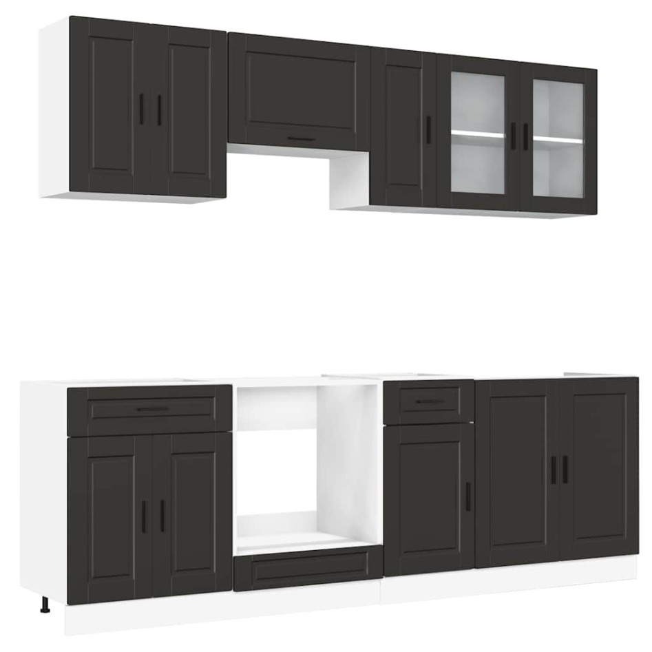 Mueble de cocina Kalmar negra 8 piezas madera