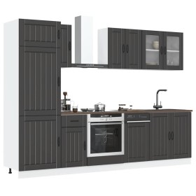 Mueble de cocina Kalmar negra 8 piezas madera