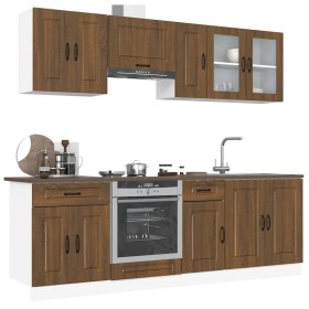 Mueble cocina Kalmar roble marrón 8 pzas madera