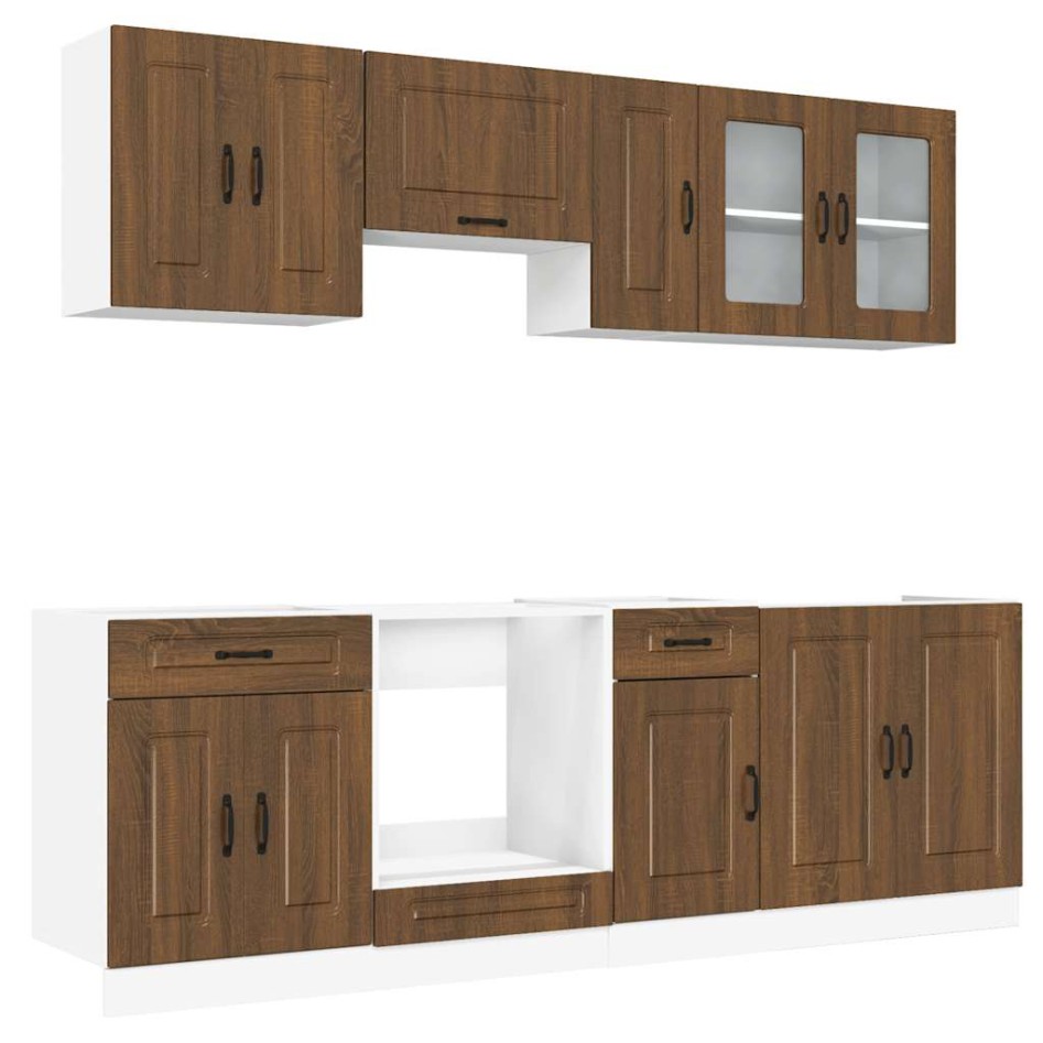 Mueble cocina Kalmar roble marrón 8 pzas madera