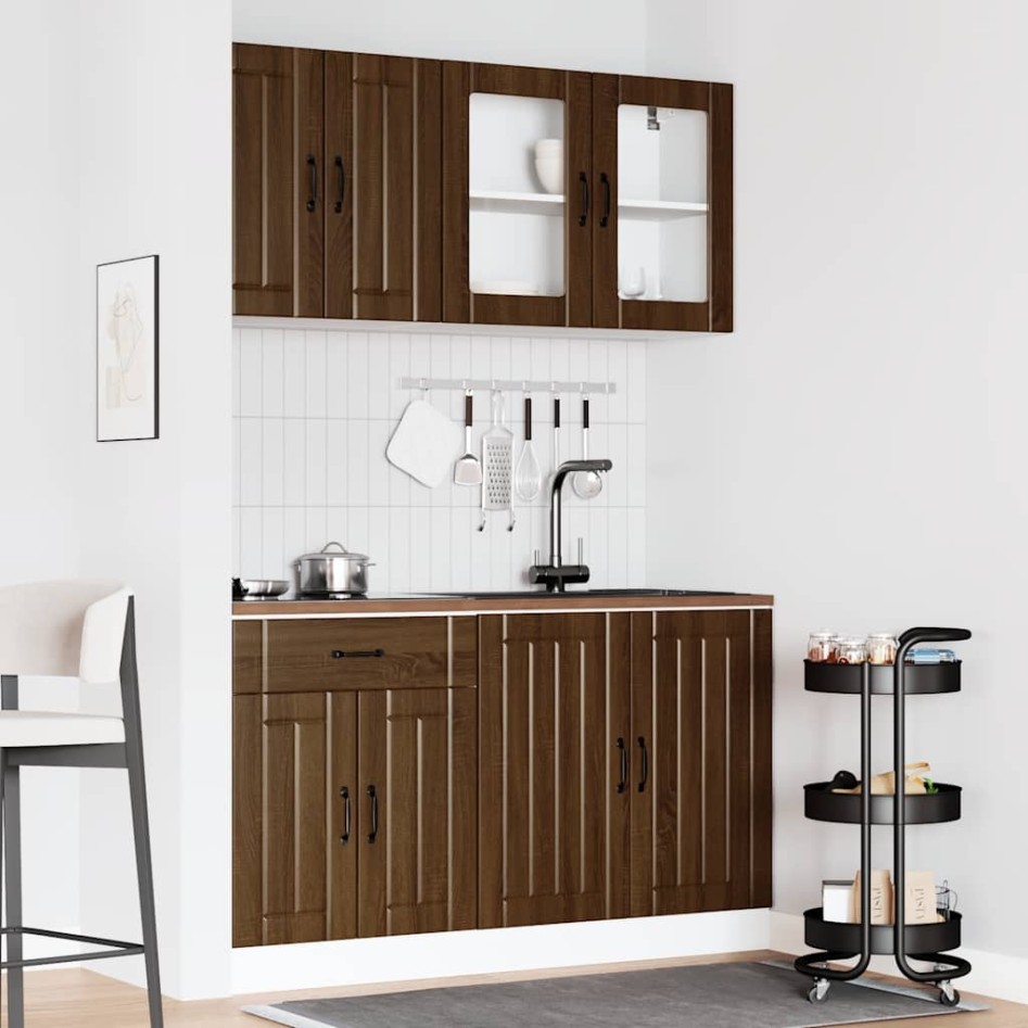 Mueble cocina Kalmar roble marrón 4 pzas madera