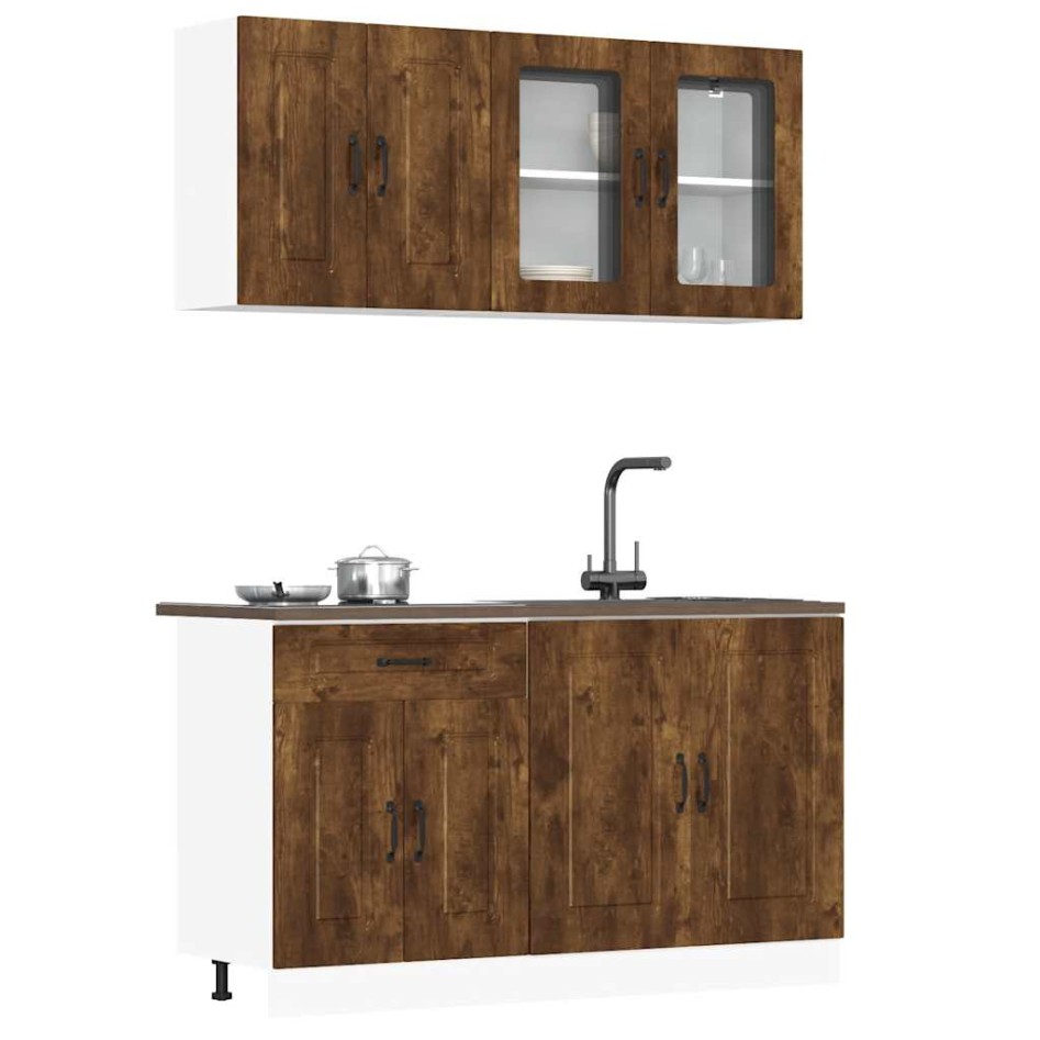 Mueble cocina Kalmar roble ahumado 4 pzas madera