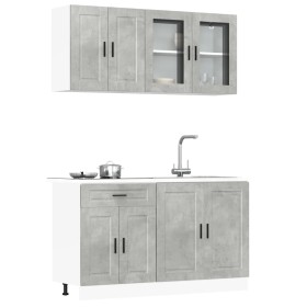 Mueble cocina Kalmar gris hormigón 4 pzas madera