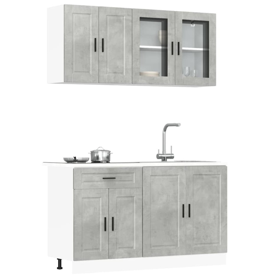 Mueble cocina Kalmar gris hormigón 4 pzas madera