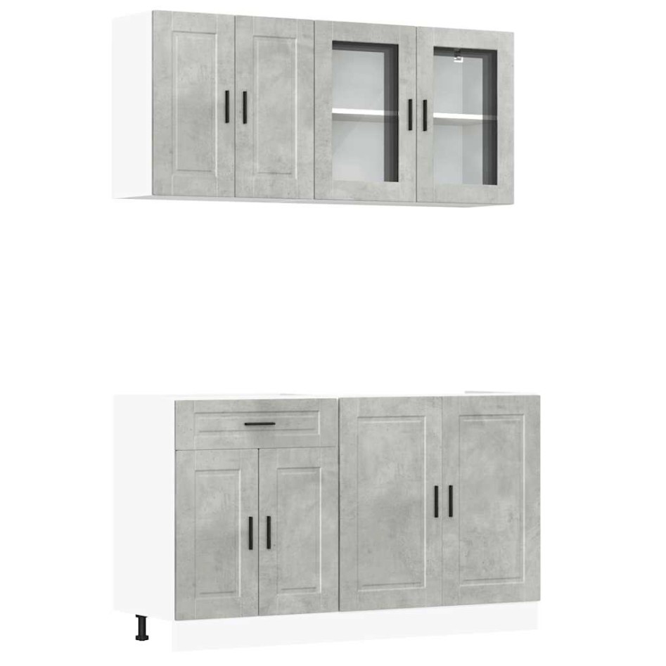Mueble cocina Kalmar gris hormigón 4 pzas madera