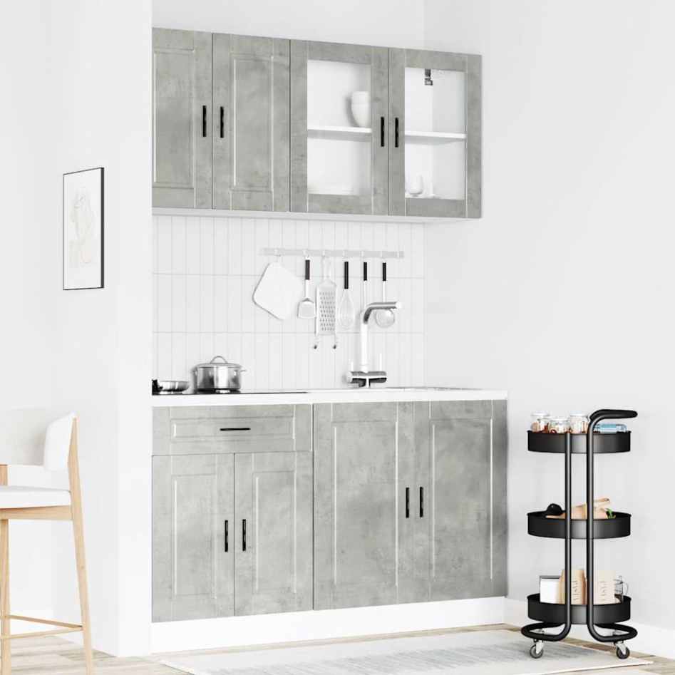 Mueble cocina Kalmar gris hormigón 4 pzas madera