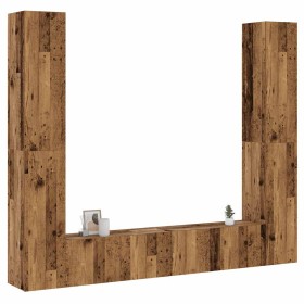 Muebles de TV de pared 6 uds madera vieja madera de