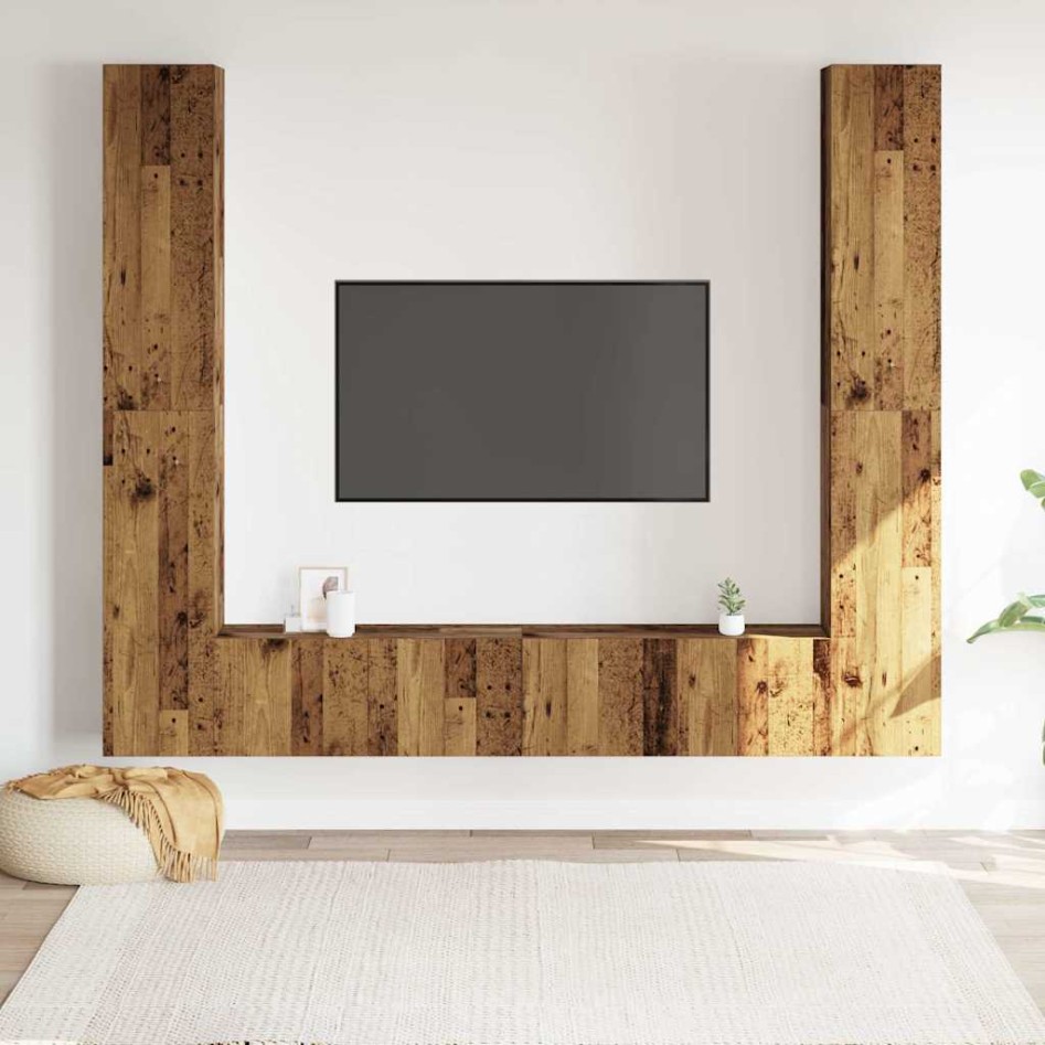 Muebles de TV de pared 6 uds madera vieja madera de