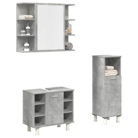 Set muebles de baño 2 piezas madera contrachapada gris