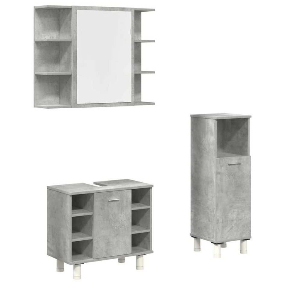 Set muebles de baño 2 piezas madera contrachapada gris