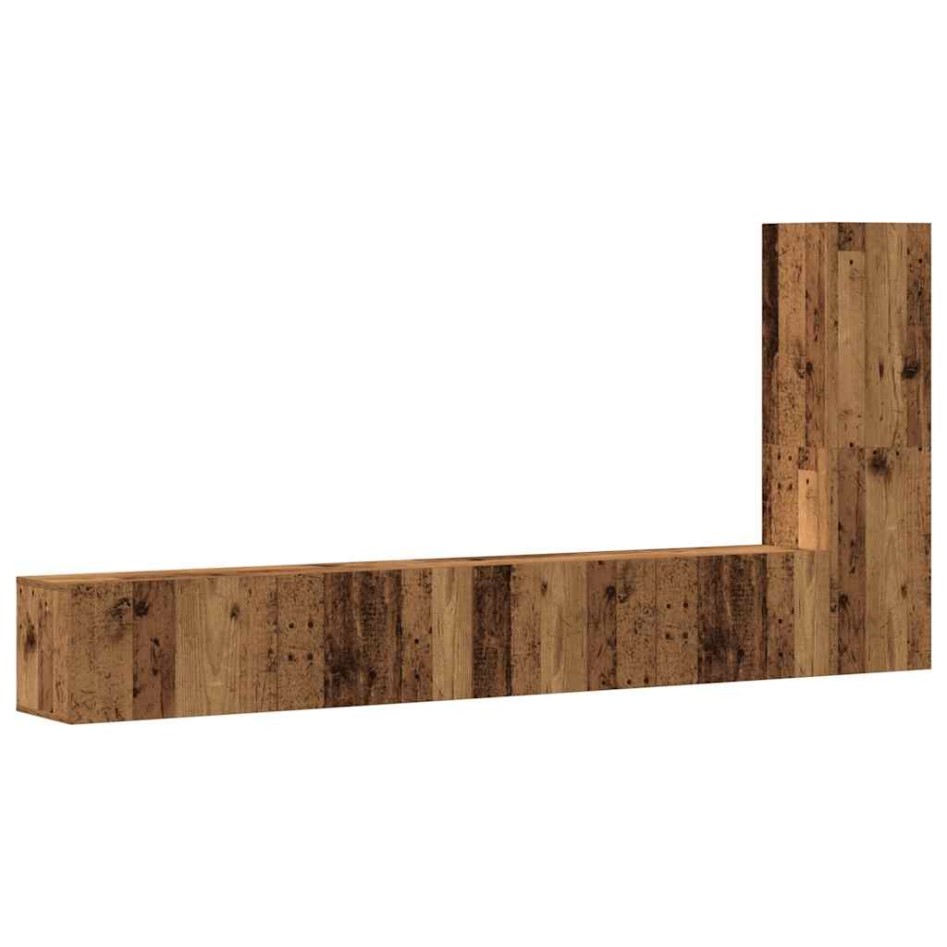 Conjunto de mueble de TV 3 piezas montado la pared madera