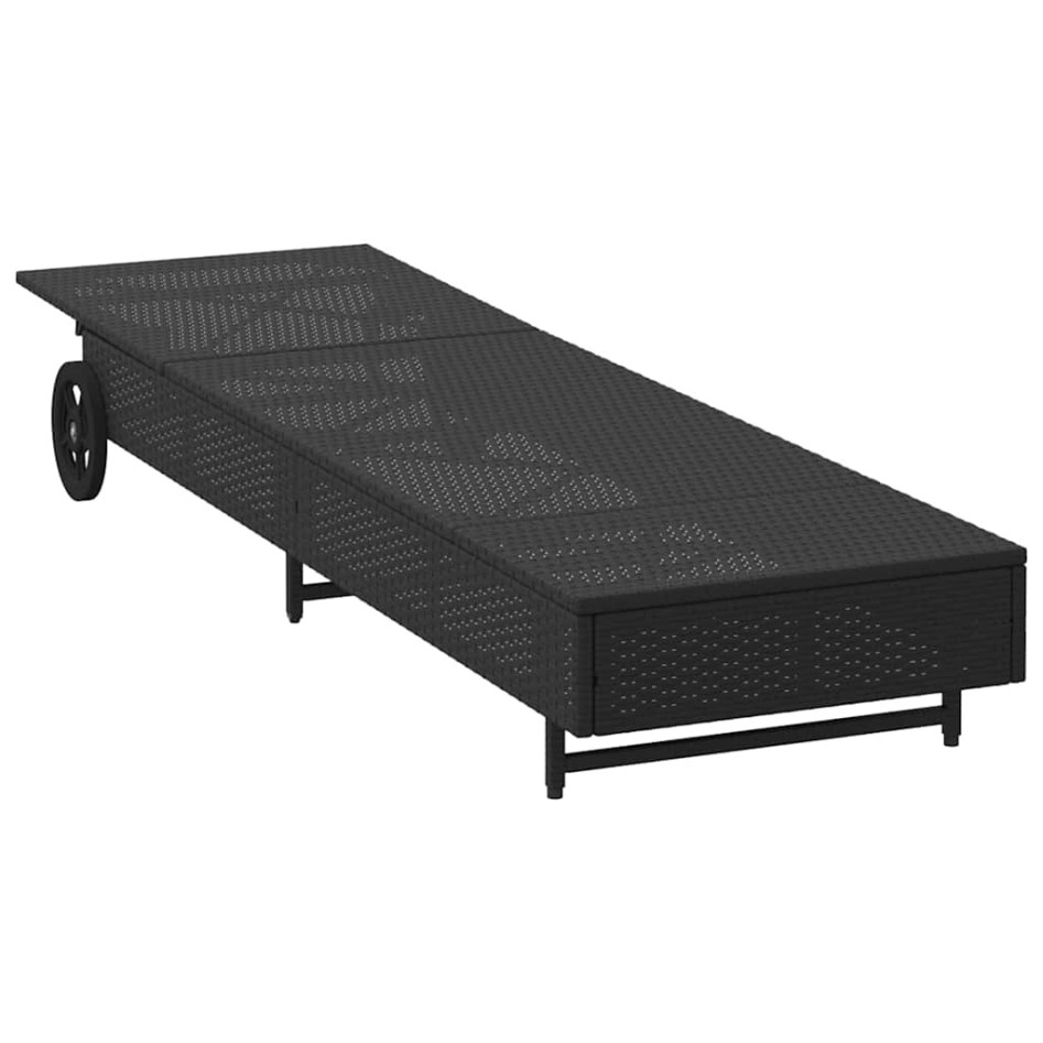 Tumbona con ruedas y cojín ratán sintético