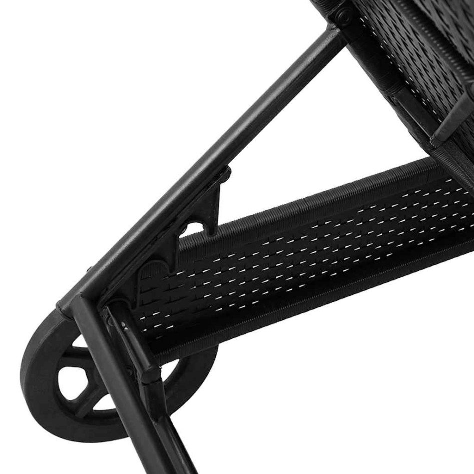 Tumbona con ruedas y cojín ratán sintético