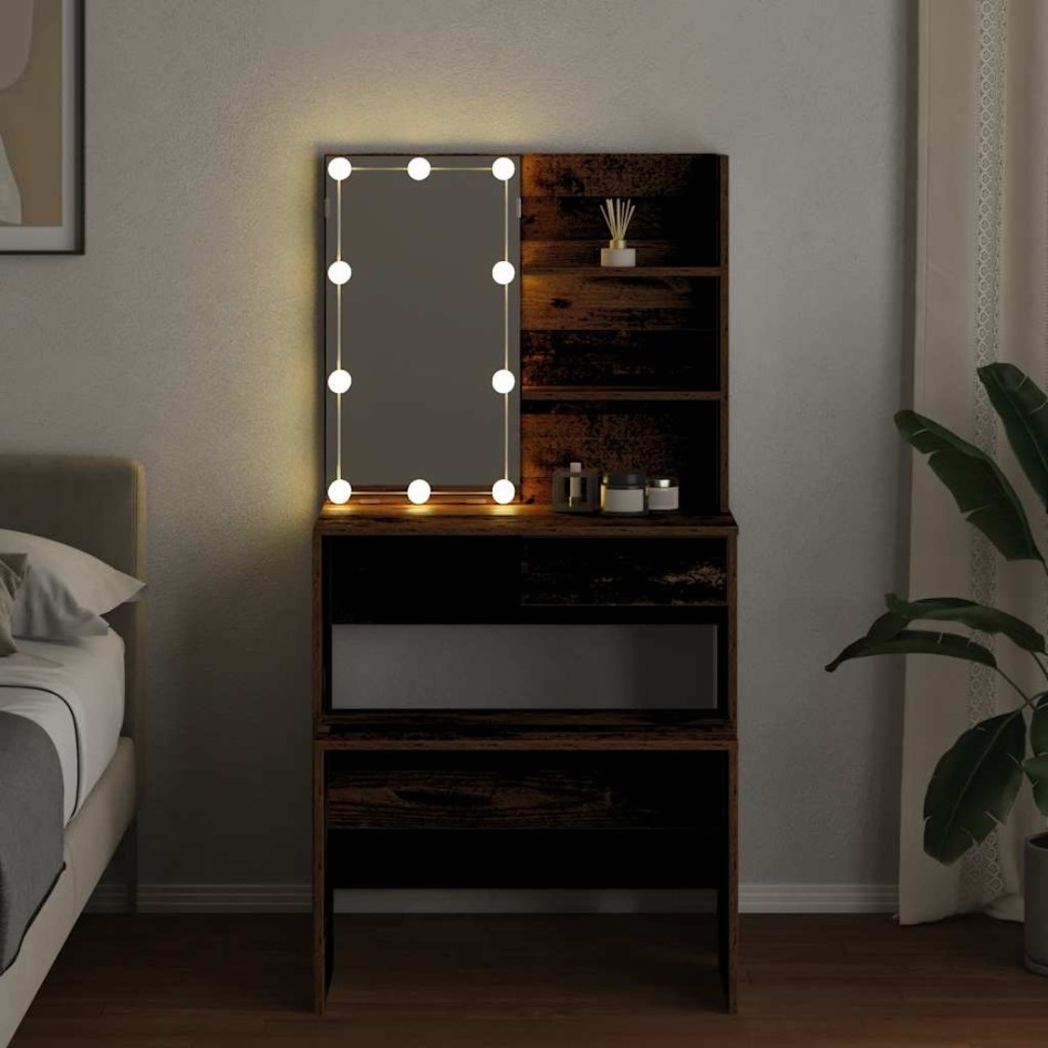 Juego de tocador con LED madera contrachapada madera