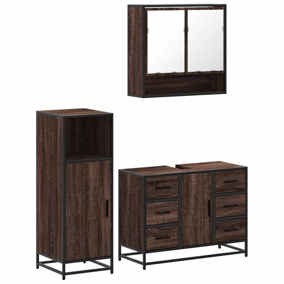 Set de muebles baño 3 pzas madera contrachapada roble