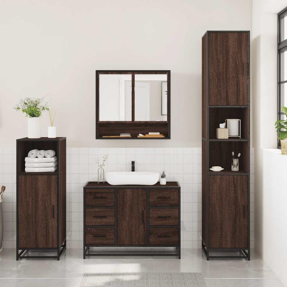 Set de muebles baño 3 pzas madera contrachapada roble