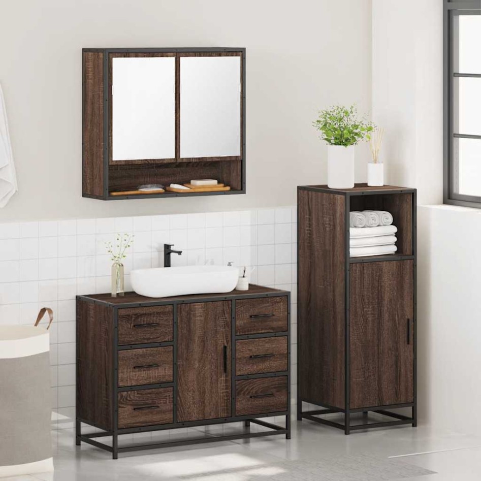 Set de muebles baño 3 pzas madera contrachapada roble