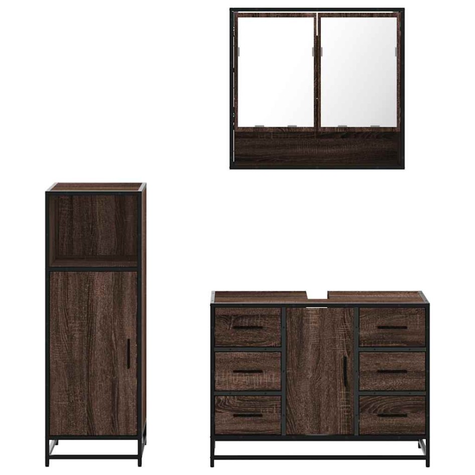 Set de muebles baño 3 pzas madera contrachapada roble