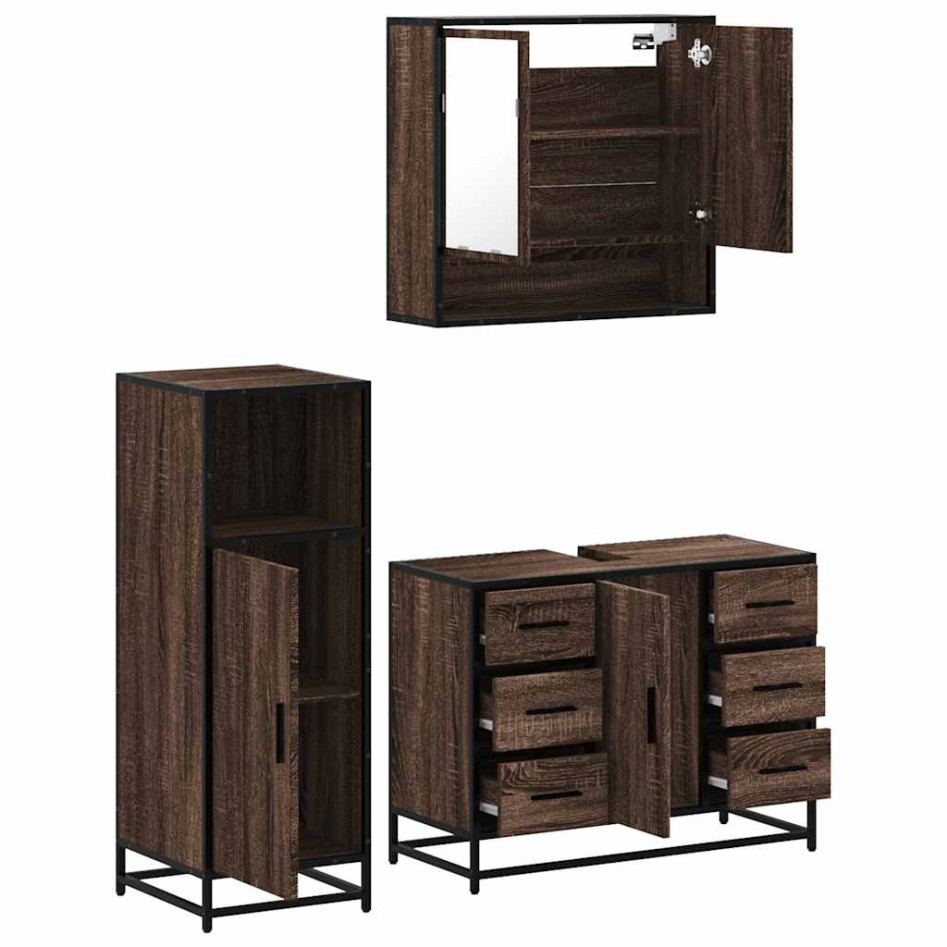 Set de muebles baño 3 pzas madera contrachapada roble