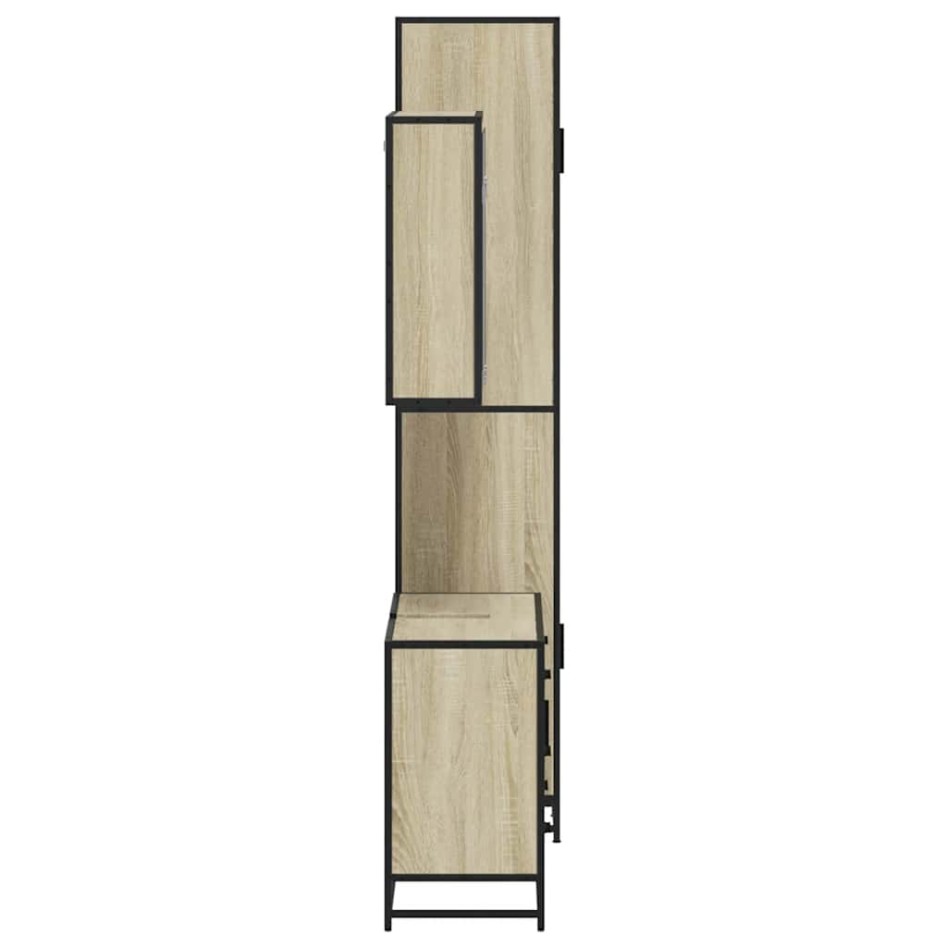 Set de muebles de baño 3 pzas madera contrachapada roble