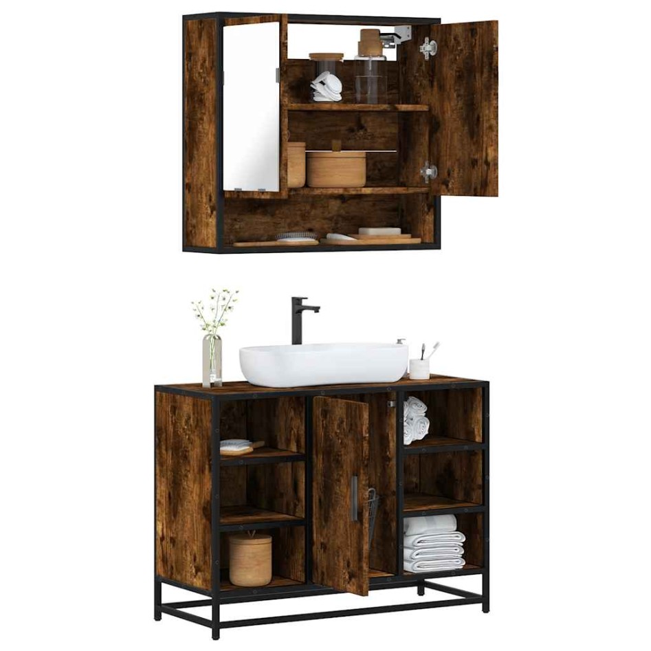 Set de muebles baño 2 pzas madera contrachapada roble