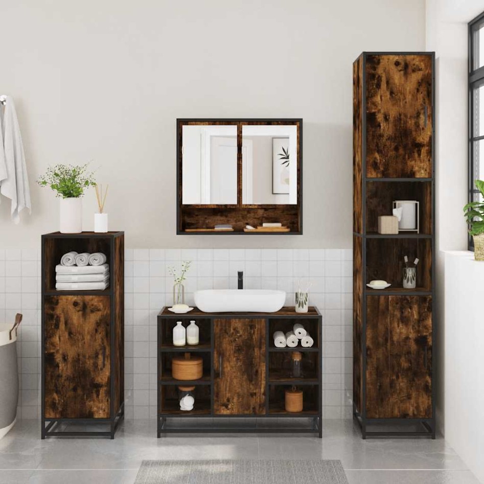 Set de muebles baño 2 pzas madera contrachapada roble
