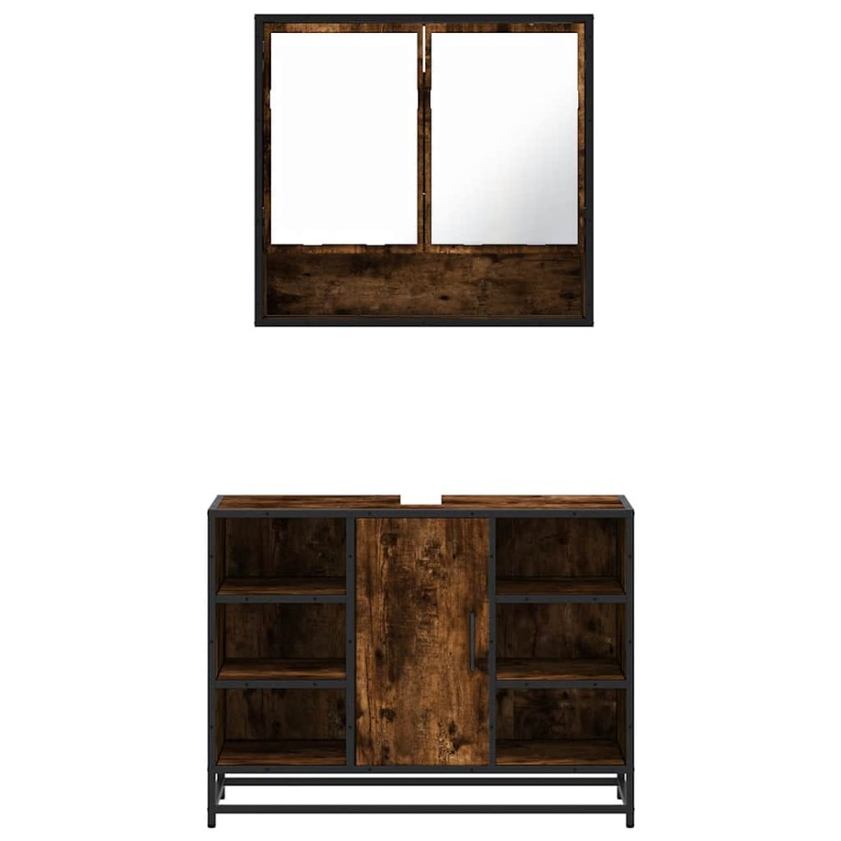 Set de muebles baño 2 pzas madera contrachapada roble