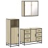 Set de muebles de baño 3 pzas madera contrachapada roble