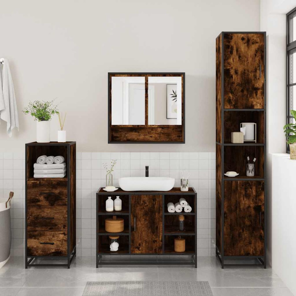 Set de muebles baño 3 pzas madera contrachapada roble