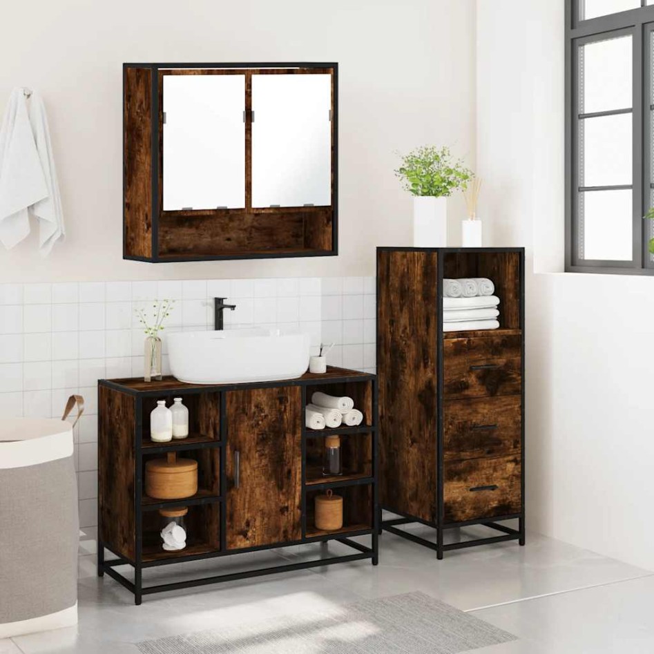 Set de muebles baño 3 pzas madera contrachapada roble