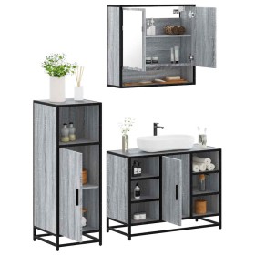 Set de muebles de baño 3 pzas madera contrachapada gris