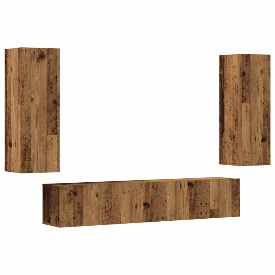 Muebles de TV de pared 4 uds madera vieja madera de