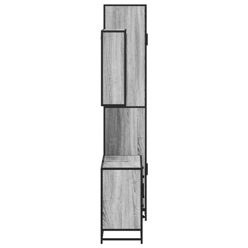 Set de muebles de baño 3 pzas madera contrachapada gris