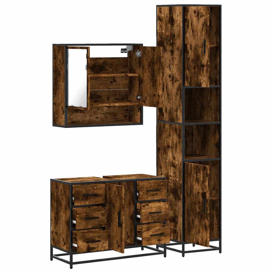 Set de muebles baño 3 pzas madera contrachapada roble