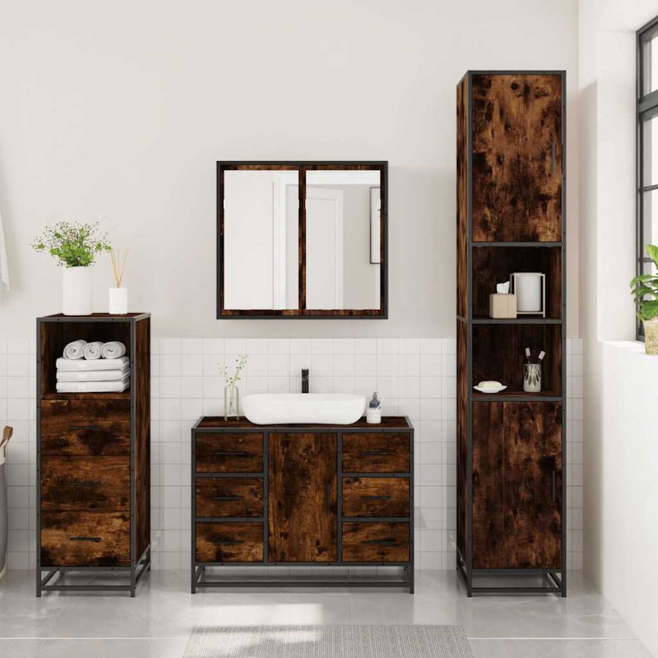 Set de muebles baño 3 pzas madera contrachapada roble