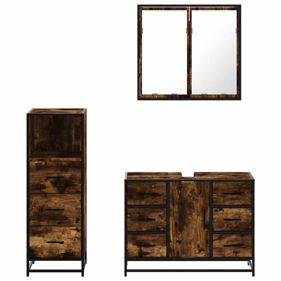 Set de muebles baño 3 pzas madera contrachapada roble