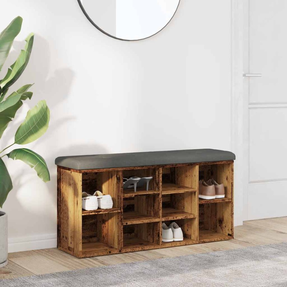 Banco zapatero madera de ingeniería madera vieja 102x32x50