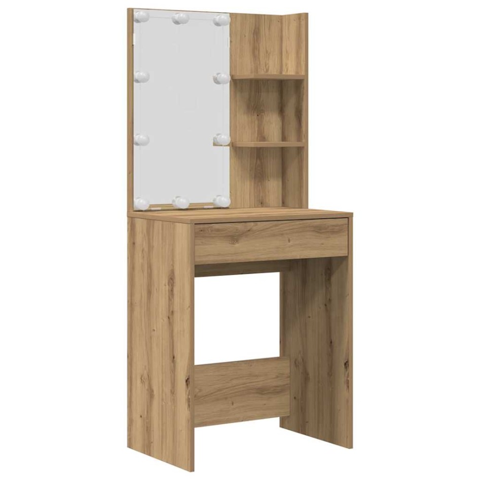 Juego de tocador con LED madera artesanal de