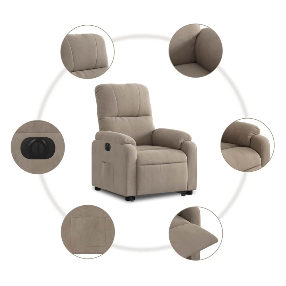 Sillón eléctrico reclinable elevable tela microfibra gris