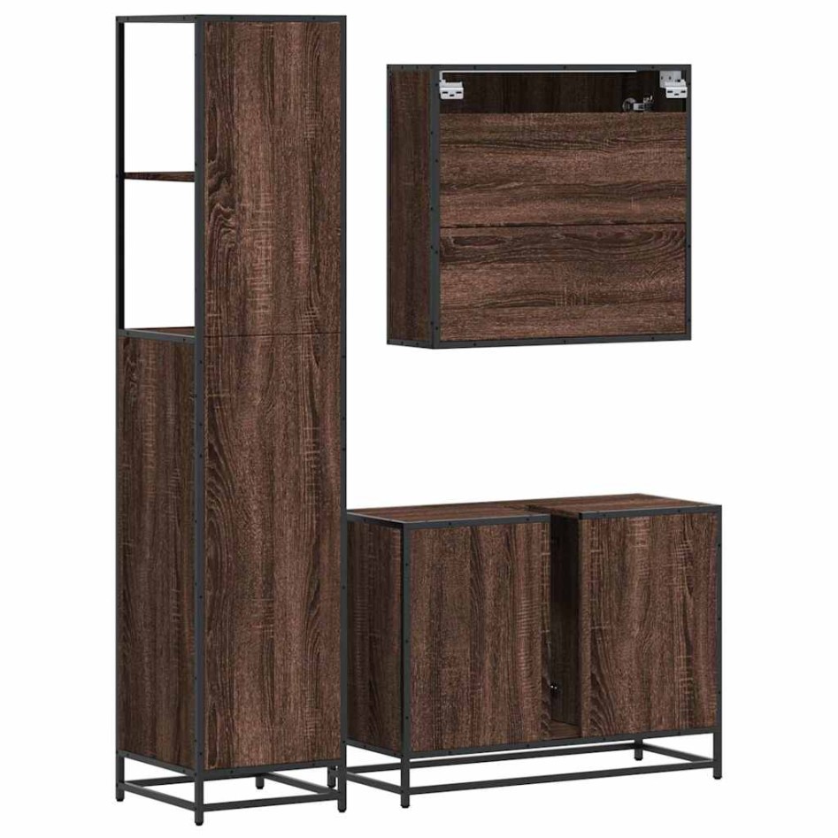 Set de muebles baño 3 pzas madera contrachapada roble