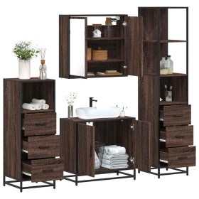Set de muebles baño 4 pzas madera contrachapada roble