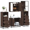 Set de muebles baño 4 pzas madera contrachapada roble marrón