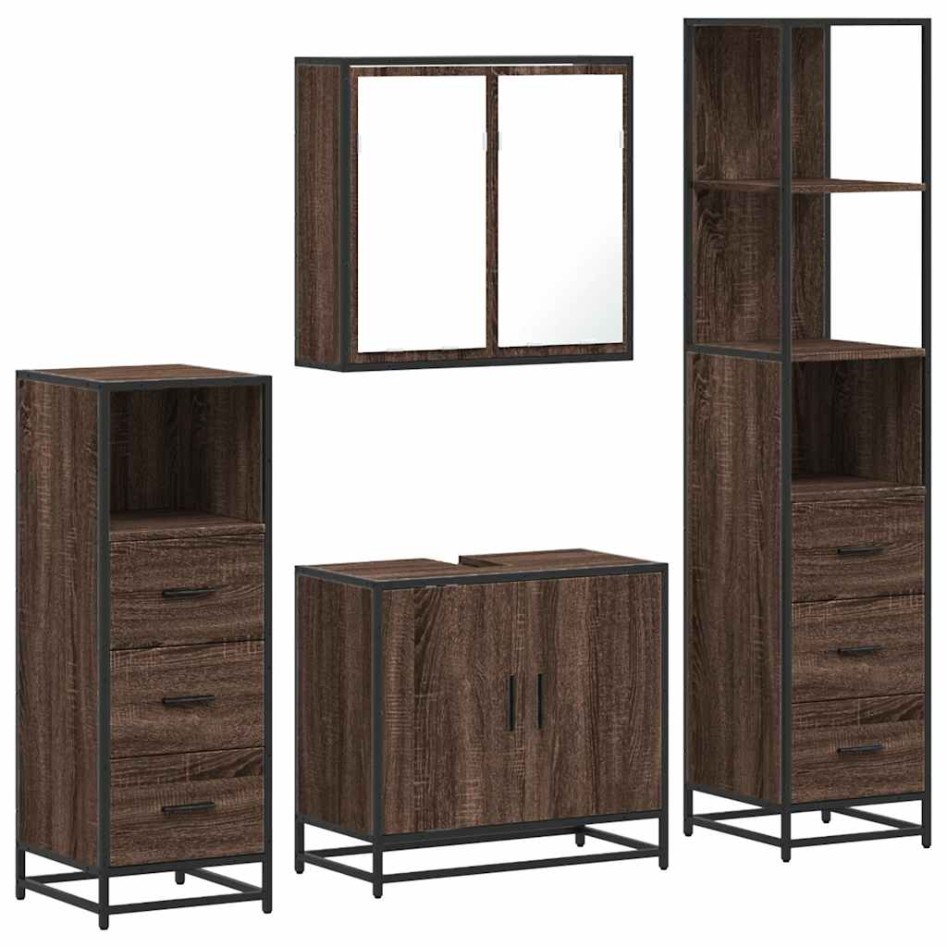 Set de muebles baño 4 pzas madera contrachapada roble