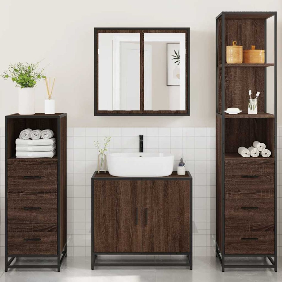 Set de muebles baño 4 pzas madera contrachapada roble